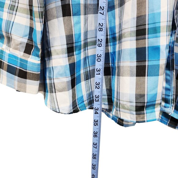 Mens Classic Collection Size 4XL Plaid Button-Up Shirt Blue/White Regular Fit - Picture 4 of 8
